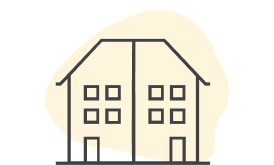 An illustration of a duplex on a yellow background.