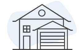 An illustration of a front garage home on a light blue background.