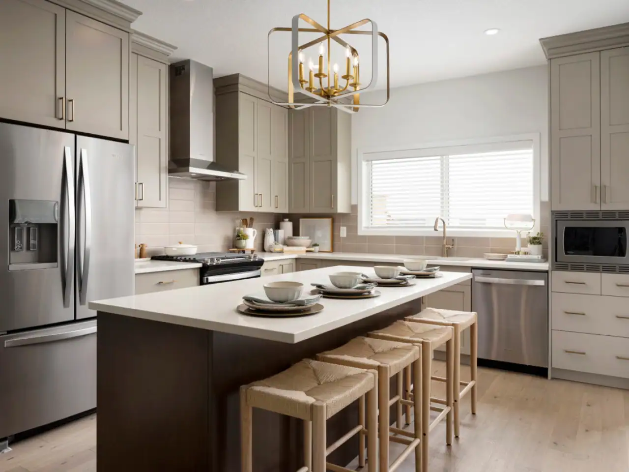 Well-appointed kitchen with modern appliances, organized countertops, and a clean, contemporary design, offering a functional and inviting space for culinary activities.