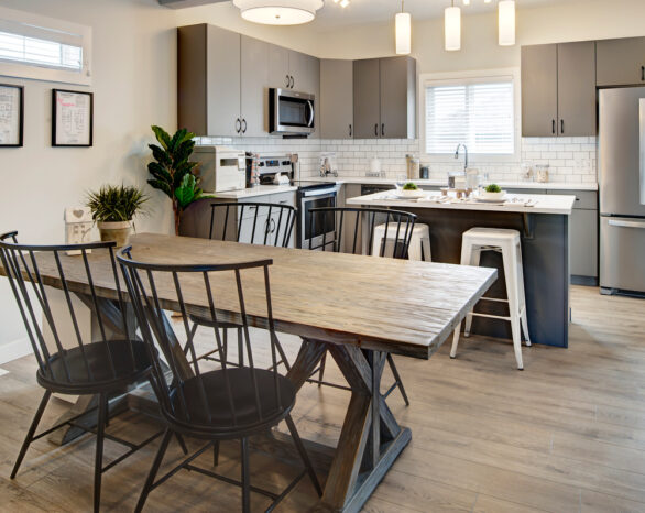 The kitchen and dining area of a Look Master Builder townhome.
