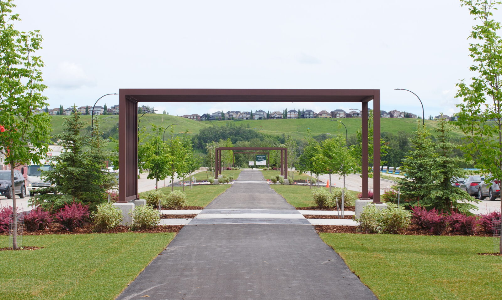 The Promenade Park walkway with metal arches.