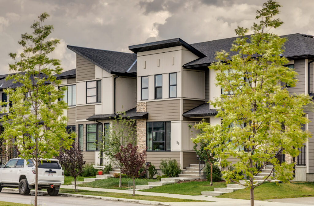 A row of townhomes in the south Calgary community of Wolf Willow.