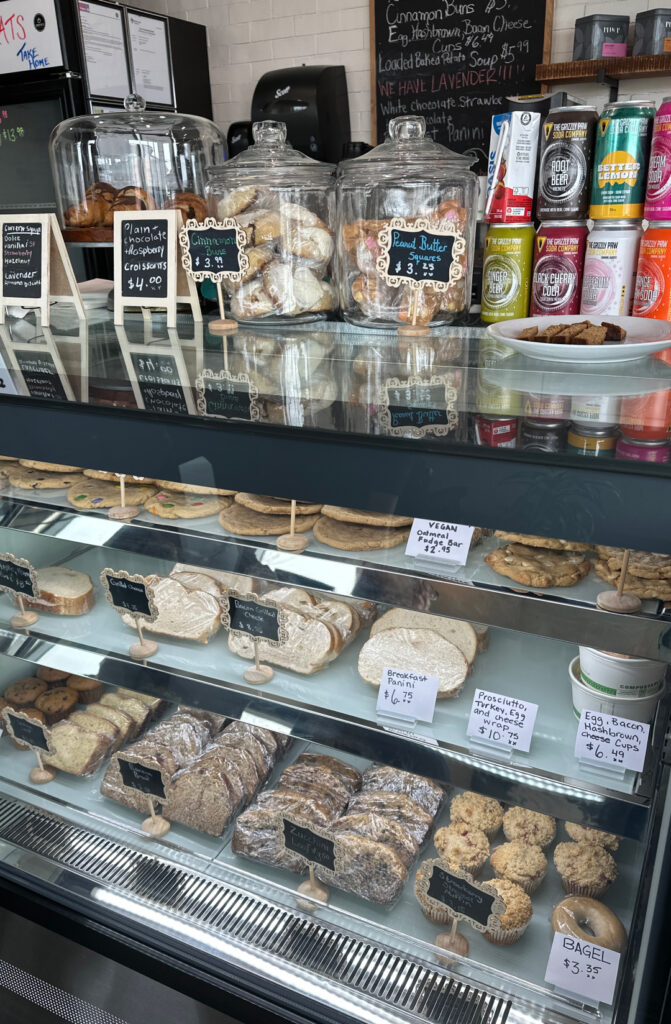 Homemade baked goods and treats on display at Crystie's Coffee.