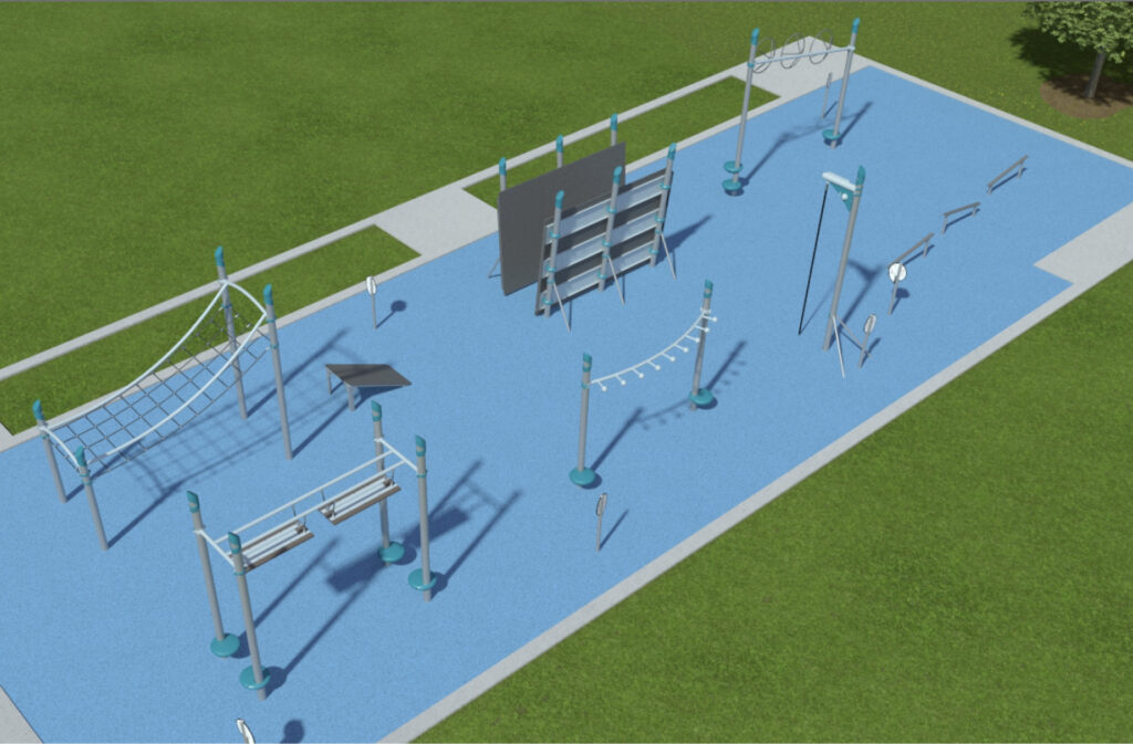 Rendering of the fitness parkour park in Wolf Willow.