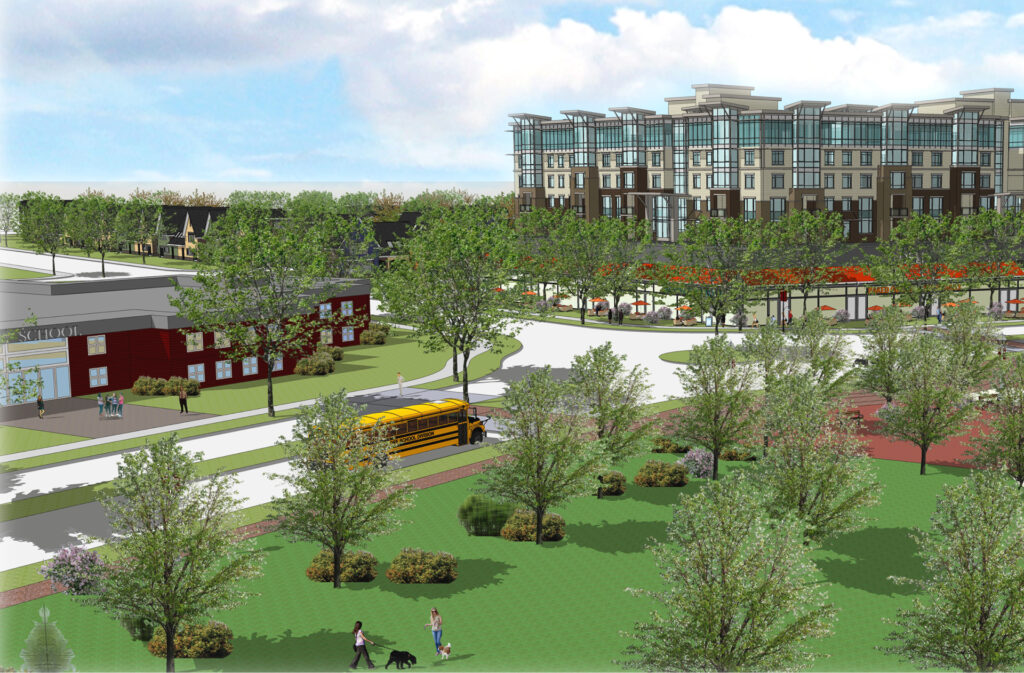 Rendering of the future school area in Wolf Willow.