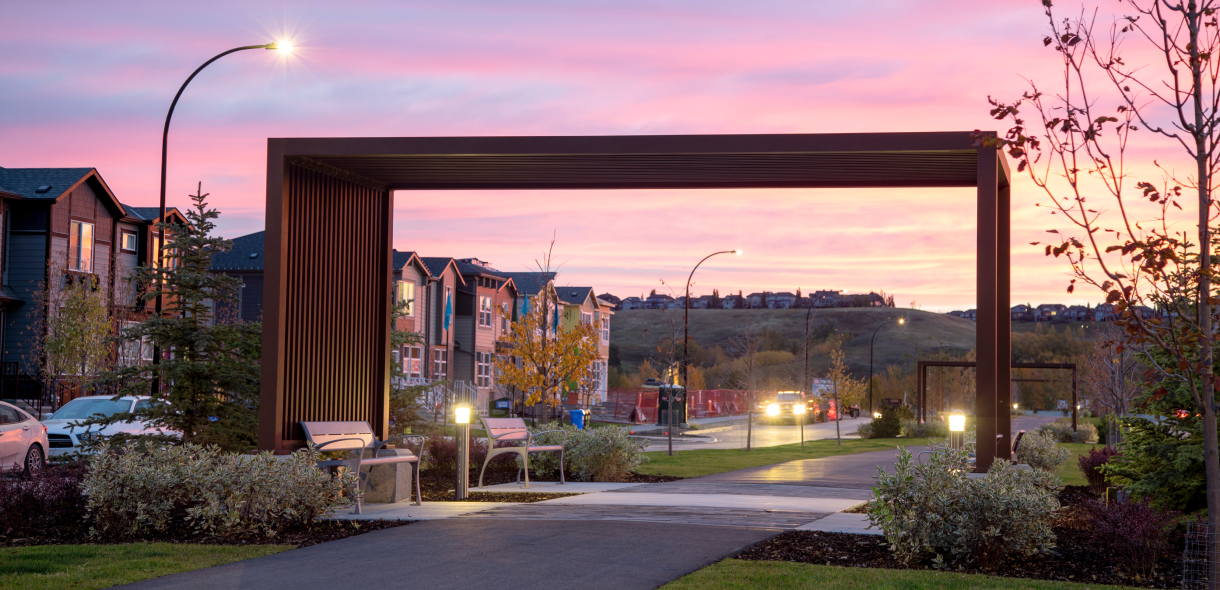 The Promenade Park walkway with metal arches