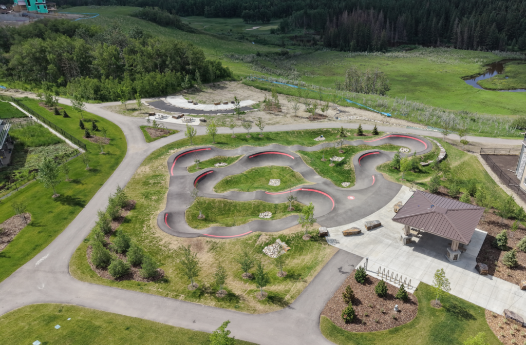 A new pump track in Legacy, a lagship master-planned community by WestCreek Developments in southeast Calgary